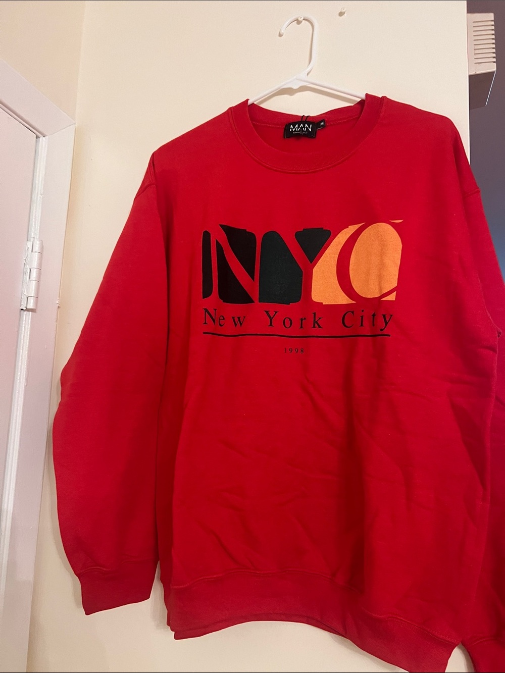 MAN Red NYCO Graphic Crewneck Sweatshirt
